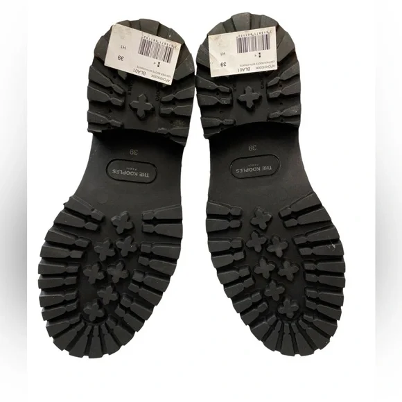 NWT The Kooples High Top Black Leather Biker Combat Boots In Ranger Style Size 8 - Picture 13 of 16